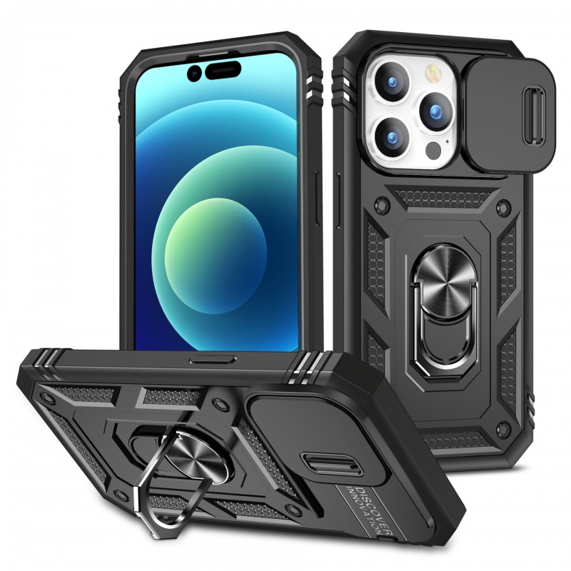 Suitable for iPhone Hard Heavy Duty Case with Magnetic Absorption, Finger Ring, Anti-drop